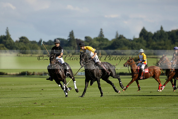 Aryana (black) v Shoreline (yellow) in a Farewell Cup polo match played on Ambersham 5 at Cowdray Park Polo Club on Wednesday 18 September 2013. www.polopictures.co.uk