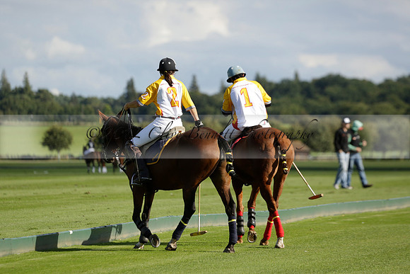 Aryana (black) v Shoreline (yellow) in a Farewell Cup polo match played on Ambersham 5 at Cowdray Park Polo Club on Wednesday 18 September 2013. www.polopictures.co.uk