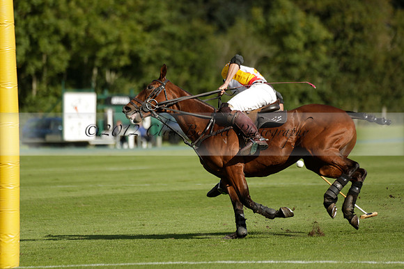 Aryana (black) v Shoreline (yellow) in a Farewell Cup polo match played on Ambersham 5 at Cowdray Park Polo Club on Wednesday 18 September 2013. www.polopictures.co.uk