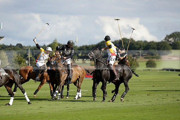Aryana (black) v Shoreline (yellow) in a Farewell Cup polo match played on Ambersham 5 at Cowdray Park Polo Club on Wednesday 18 September 2013. www.polopictures.co.uk