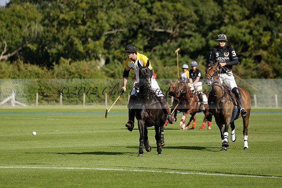 Aryana (black) v Shoreline (yellow) in a Farewell Cup polo match played on Ambersham 5 at Cowdray Park Polo Club on Wednesday 18 September 2013. www.polopictures.co.uk
