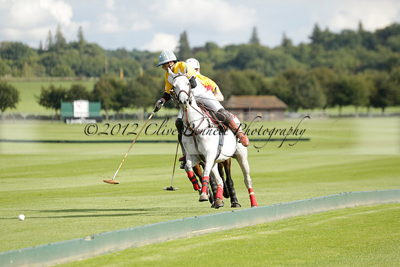 Aryana (black) v Shoreline (yellow) in a Farewell Cup polo match played on Ambersham 5 at Cowdray Park Polo Club on Wednesday 18 September 2013. www.polopictures.co.uk