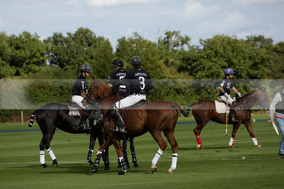 Aryana (black) v Shoreline (yellow) in a Farewell Cup polo match played on Ambersham 5 at Cowdray Park Polo Club on Wednesday 18 September 2013. www.polopictures.co.uk