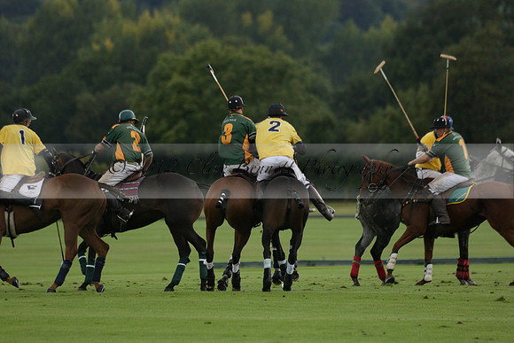 Maiz Dulce (green) v Las Esterellas (yellow) in the PSI Final polo match at Cowdray Park Polo Club on Ambersham 2 on Sunday 2013.09.08 www.polopictures.co.uk