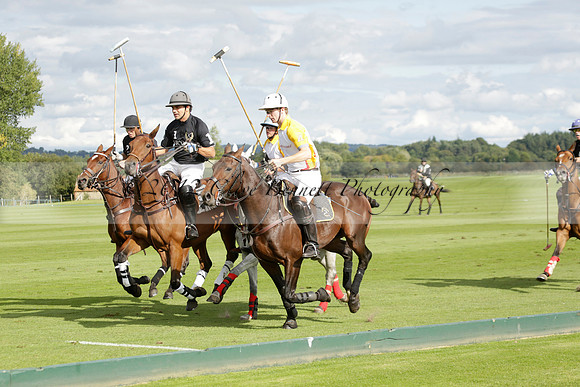 Aryana (black) v Shoreline (yellow) in a Farewell Cup polo match played on Ambersham 5 at Cowdray Park Polo Club on Wednesday 18 September 2013. www.polopictures.co.uk