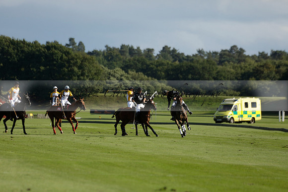 Aryana (black) v Shoreline (yellow) in a Farewell Cup polo match played on Ambersham 5 at Cowdray Park Polo Club on Wednesday 18 September 2013. www.polopictures.co.uk