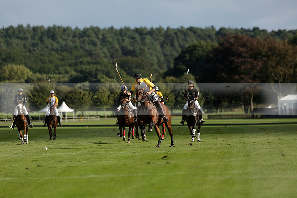 Aryana (black) v Shoreline (yellow) in a Farewell Cup polo match played on Ambersham 5 at Cowdray Park Polo Club on Wednesday 18 September 2013. www.polopictures.co.uk