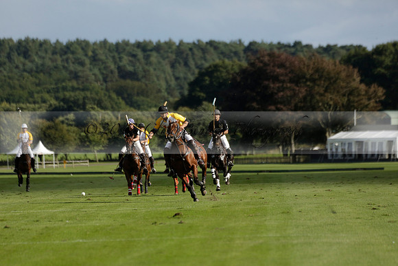 Aryana (black) v Shoreline (yellow) in a Farewell Cup polo match played on Ambersham 5 at Cowdray Park Polo Club on Wednesday 18 September 2013. www.polopictures.co.uk