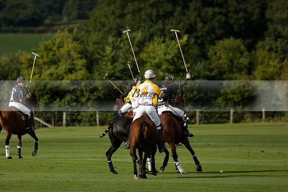 Aryana (black) v Shoreline (yellow) in a Farewell Cup polo match played on Ambersham 5 at Cowdray Park Polo Club on Wednesday 18 September 2013. www.polopictures.co.uk