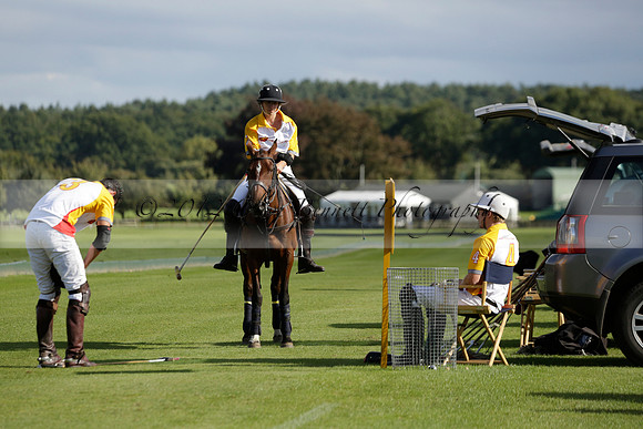 Aryana (black) v Shoreline (yellow) in a Farewell Cup polo match played on Ambersham 5 at Cowdray Park Polo Club on Wednesday 18 September 2013. www.polopictures.co.uk