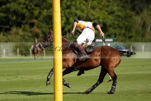 Aryana (black) v Shoreline (yellow) in a Farewell Cup polo match played on Ambersham 5 at Cowdray Park Polo Club on Wednesday 18 September 2013. www.polopictures.co.uk