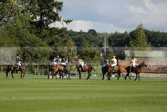 Aryana (black) v Shoreline (yellow) in a Farewell Cup polo match played on Ambersham 5 at Cowdray Park Polo Club on Wednesday 18 September 2013. www.polopictures.co.uk