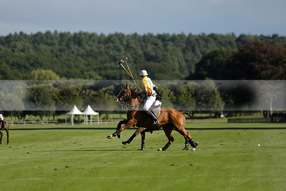 Aryana (black) v Shoreline (yellow) in a Farewell Cup polo match played on Ambersham 5 at Cowdray Park Polo Club on Wednesday 18 September 2013. www.polopictures.co.uk