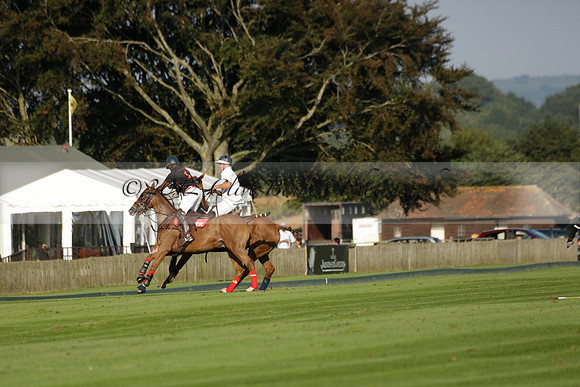 Pluma Negra (white) v Shoreline (black) in the Brecknock Cup Subsidiary final polo match played on Sunday 25 August 2013 at Cowdray Park Polo Club on Ambersham 1. 2013.10.12 www.polopictures.co.uk