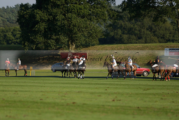 Pluma Negra (white) v Shoreline (black) in the Brecknock Cup Subsidiary final polo match played on Sunday 25 August 2013 at Cowdray Park Polo Club on Ambersham 1. 2013.10.12 www.polopictures.co.uk