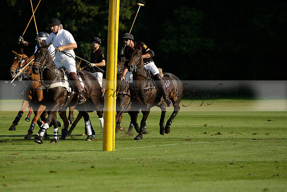 Pluma Negra (white) v Shoreline (black) in the Brecknock Cup Subsidiary final polo match played on Sunday 25 August 2013 at Cowdray Park Polo Club on Ambersham 1. 2013.10.12 www.polopictures.co.uk