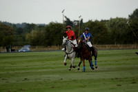 Ghost Chilli (blue) v Team Tonic (red) in a Lodsworth Cup Polo match on Ambersham 3 at Cowdray Park Polo Club on Friday 30 August 2013. 2013.08.30 www.polopictures.co.uk