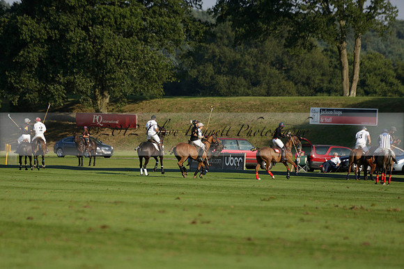Pluma Negra (white) v Shoreline (black) in the Brecknock Cup Subsidiary final polo match played on Sunday 25 August 2013 at Cowdray Park Polo Club on Ambersham 1. 2013.10.12 www.polopictures.co.uk