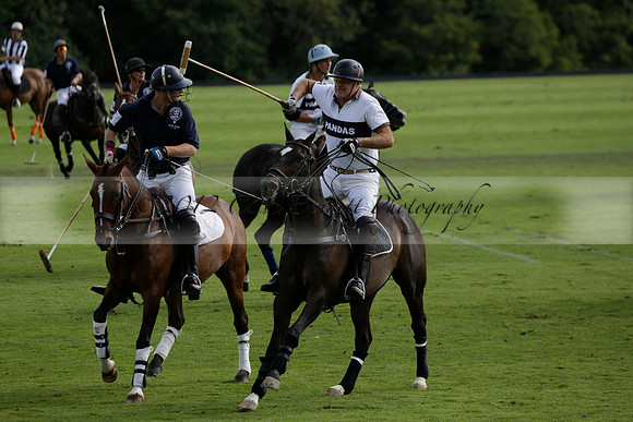 Pandas (white) v Home Farm (navy) in a Park House West Sussex Cup Polo match on Brooksfield at Cowdray Park Polo Club on Friday 30 August 2013. 2013.08.30 www.polopictures.co.uk