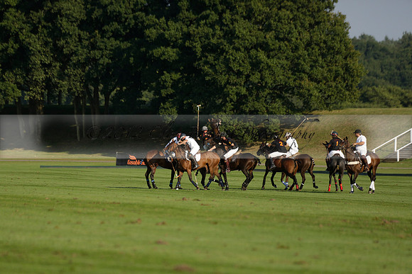 Pluma Negra (white) v Shoreline (black) in the Brecknock Cup Subsidiary final polo match played on Sunday 25 August 2013 at Cowdray Park Polo Club on Ambersham 1. 2013.10.12 www.polopictures.co.uk
