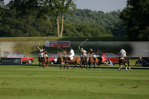 Pluma Negra (white) v Shoreline (black) in the Brecknock Cup Subsidiary final polo match played on Sunday 25 August 2013 at Cowdray Park Polo Club on Ambersham 1. 2013.10.12 www.polopictures.co.uk