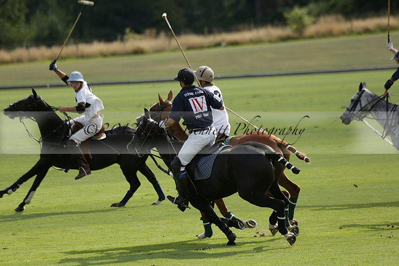 Pandas (white) v Home Farm (navy) in a Park House West Sussex Cup Polo match on Brooksfield at Cowdray Park Polo Club on Friday 30 August 2013. 2013.08.30 www.polopictures.co.uk