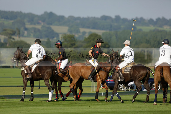 Pluma Negra (white) v Shoreline (black) in the Brecknock Cup Subsidiary final polo match played on Sunday 25 August 2013 at Cowdray Park Polo Club on Ambersham 1. 2013.10.12 www.polopictures.co.uk