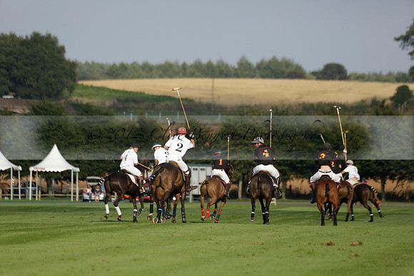 Pluma Negra (white) v Shoreline (black) in the Brecknock Cup Subsidiary final polo match played on Sunday 25 August 2013 at Cowdray Park Polo Club on Ambersham 1. 2013.10.12 www.polopictures.co.uk