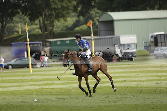 Combe Place (blue) v Silver Fox (white) in a Park House West Sussex Cup Polo match on Ambersham 1 at Cowdray Park Polo Club on Friday 30 August 2013. 2013.08.30 www.polopictures.co.uk