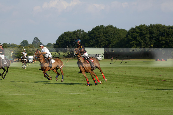 Pluma Negra (white) v Shoreline (black) in the Brecknock Cup Subsidiary final polo match played on Sunday 25 August 2013 at Cowdray Park Polo Club on Ambersham 1. 2013.10.12 www.polopictures.co.uk