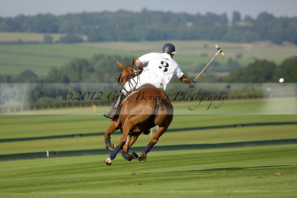 Pluma Negra (white) v Shoreline (black) in the Brecknock Cup Subsidiary final polo match played on Sunday 25 August 2013 at Cowdray Park Polo Club on Ambersham 1. 2013.10.12 www.polopictures.co.uk