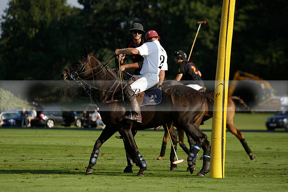 Pluma Negra (white) v Shoreline (black) in the Brecknock Cup Subsidiary final polo match played on Sunday 25 August 2013 at Cowdray Park Polo Club on Ambersham 1. 2013.10.12 www.polopictures.co.uk