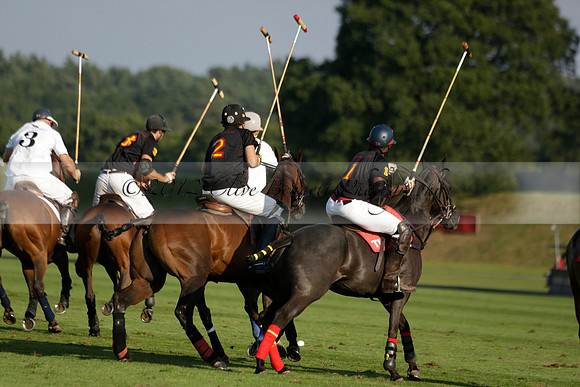 Pluma Negra (white) v Shoreline (black) in the Brecknock Cup Subsidiary final polo match played on Sunday 25 August 2013 at Cowdray Park Polo Club on Ambersham 1. 2013.10.12 www.polopictures.co.uk