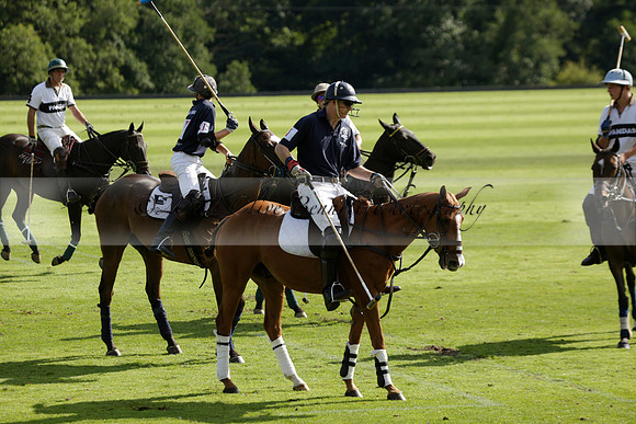 Pandas (white) v Home Farm (navy) in a Park House West Sussex Cup Polo match on Brooksfield at Cowdray Park Polo Club on Friday 30 August 2013. 2013.08.30 www.polopictures.co.uk