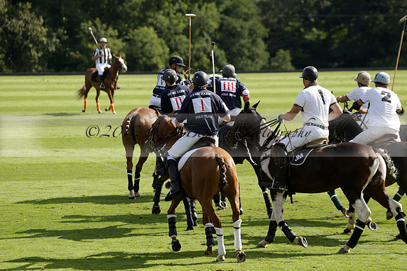 Pandas (white) v Home Farm (navy) in a Park House West Sussex Cup Polo match on Brooksfield at Cowdray Park Polo Club on Friday 30 August 2013. 2013.08.30 www.polopictures.co.uk