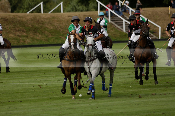 Jaeger Le Coultre (black)  v Wairakei Pastoral (white) in a Jaeger Le Coultre Holden White Cup polo match played on 29 July 2013 at Cowdray Park Polo Club on Brooksfieldwww.polopictures.co.uk