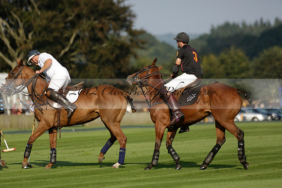 Pluma Negra (white) v Shoreline (black) in the Brecknock Cup Subsidiary final polo match played on Sunday 25 August 2013 at Cowdray Park Polo Club on Ambersham 1. 2013.10.12 www.polopictures.co.uk