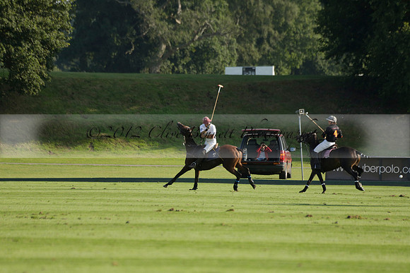 Pluma Negra (white) v Shoreline (black) in the Brecknock Cup Subsidiary final polo match played on Sunday 25 August 2013 at Cowdray Park Polo Club on Ambersham 1. 2013.10.12 www.polopictures.co.uk