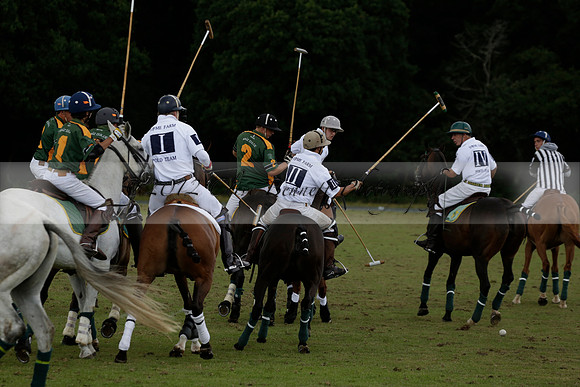 The Blue Jackets Cup polo match played between Maize Dulce (green) vs Home Farm (white) At the New Forest Polo Club on Sunday 18 August 2013