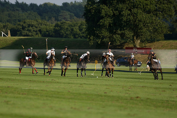 Pluma Negra (white) v Shoreline (black) in the Brecknock Cup Subsidiary final polo match played on Sunday 25 August 2013 at Cowdray Park Polo Club on Ambersham 1. 2013.10.12 www.polopictures.co.uk